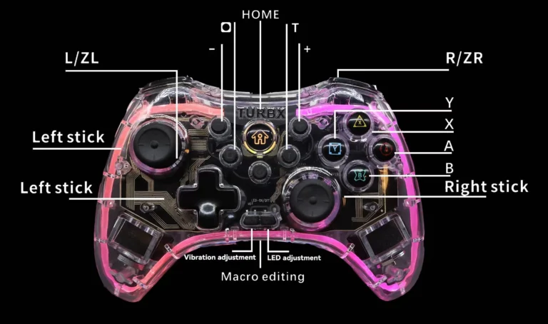 turbX-user-guide-manual-Cross-platform-Gaming-Controller-Gamepad-Switch-Mobile-gamer-Steam-Epic-video-Game-store-turbX-Banner-LED-RGB-How-to-use-7-in-1_Multi-Platform_Wireless_Game_Co